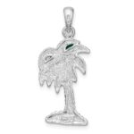 De-Ani Sterling Silver Rhodium-Plated Polished Enameled Palmetto Pendant - Image 4