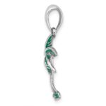 De-Ani Sterling Silver Rhodium-Plated Polished Enameled Palm Tree Pendant - Image 2