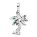 De-Ani Sterling Silver Rhodium-Plated Polished Enameled Palm Tree Pendant - Image 4