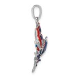 De-Ani Sterling Silver Rhodium-Plated Polished Enameled Blue Stone Crab Pendant - Image 2