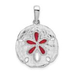 De-Ani Sterling Silver Rhodium-Plated Polished Enameled Sand Dollar Pendant