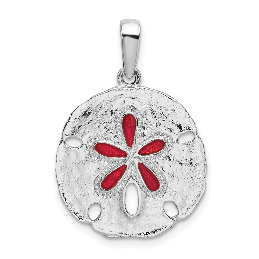 QC10637.jpg De-Ani Sterling Silver Rhodium-Plated Polished Enameled Sand Dollar Pendant - Image 1