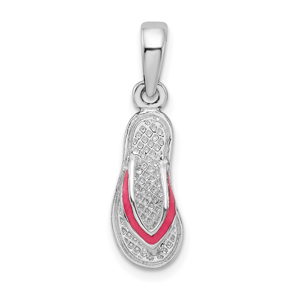 QC10645.jpg De-Ani Sterling Silver Rhodium-Plated Enameled Pink Flip-flop Pendant - Image 1