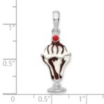 De-Ani Sterling Silver Rhodium-Plated Enameled Chocolate Sundae Pendant - Image 3