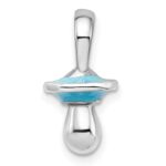De-Ani Sterling Silver Rhodium-Plated 3D Blue Enameled Pacifier Pendant - Image 4