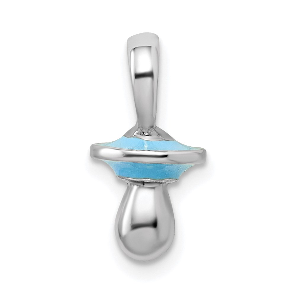 QC10653.jpg De-Ani Sterling Silver Rhodium-Plated 3D Blue Enameled Pacifier Pendant - Image 1