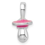 De-Ani Sterling Silver Rhodium-Plated 3D Pink Enameled Pacifier Pendant - Image 4