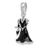 De-Ani Sterling Silver Rhodium-Plated 3D Enameled Black Dress and Shoe Pendant - Image 5