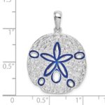 De-Ani Sterling Silver Rhodium-Plated Polished Enameled Sand Dollar Pendant - Image 3