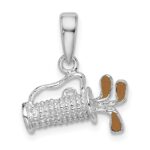 De-Ani Sterling Silver Rhodium-Plated Polished 3D Enameled Golf Bag Pendant