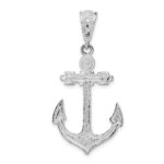 De-Ani Sterling Silver Rhodium-Plated Polished Enameled Anchor Pendant - Image 4