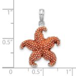 De-Ani Sterling Silver Rhodium-Plated Enameled Orange Starfish Pendant - Image 3