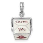 De-Ani Sterling Silver Rhodium-Plated 3D Moveable Enameled Chinese Takeout Pendant - Image 6