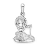 De-Ani Sterling Silver Rhodium-Plated Polished Enameled Golf Ball with Tee Pendant - Image 4