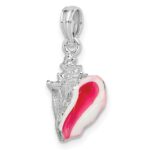 De-Ani Sterling Silver Rhodium-plated Polished Enameled Small Conch Shell Pendant - Image 5