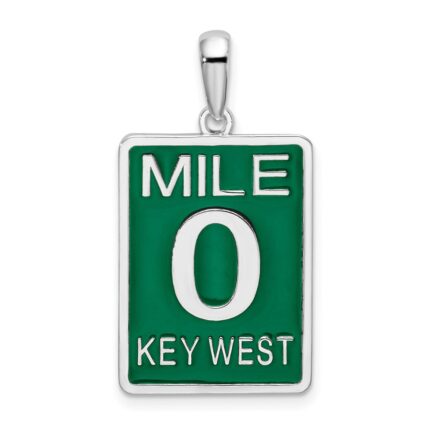 De-Ani Sterling Silver Rhodium-Plated Enameled Large Key West Mile 0 Pendant