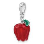 De-Ani Sterling Silver Rhodium-Plated Polished 3D Enameled Apple Pendant - Image 5