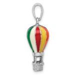 De-Ani Sterling Silver Rhodium-Plated 3D Enameled Hot Air Balloon Pendant - Image 2