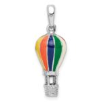 De-Ani Sterling Silver Rhodium-Plated 3D Enameled Hot Air Balloon Pendant - Image 4