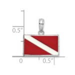 De-Ani Sterling Silver Rhodium-Plated Polished Enameled Dive Flag Pendant - Image 3