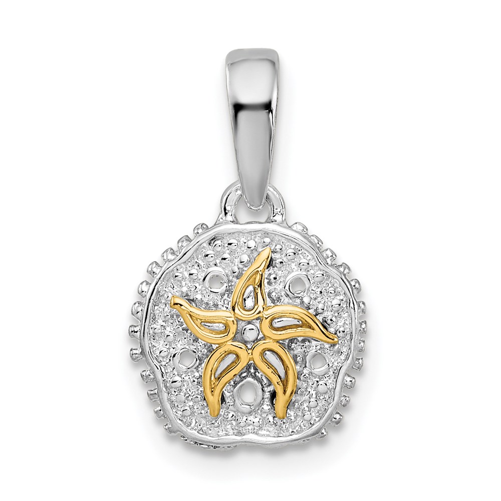 QC10763G.jpg De-Ani Sterling Silver Rhodium-Plated Sand Dollar with 14k Starfish Pendant - Image 1