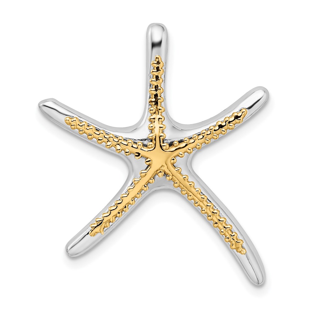 QC10771G.jpg De-Ani Sterling Silver Rhodium-Plated Dancing Starfish with 14k Accent Slide - Image 1