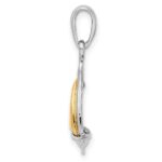 De-Ani Sterling Silver Rhodium-Plated Polished 3D Sailboat with 14k Sail Pendant - Image 2