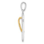 De-Ani Sterling Silver Rhodium-Plated 3D Floral Flip-flop with 14k Straps Pendant - Image 2