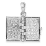 De-Ani Sterling Silver Rhodium-Plated 3D Lords Prayer Holy Bible with 14k Pendant - Image 7