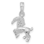 De-Ani Sterling Silver Rhodium-Plated Polished 3D Capricorn Zodiac Pendant - Image 4