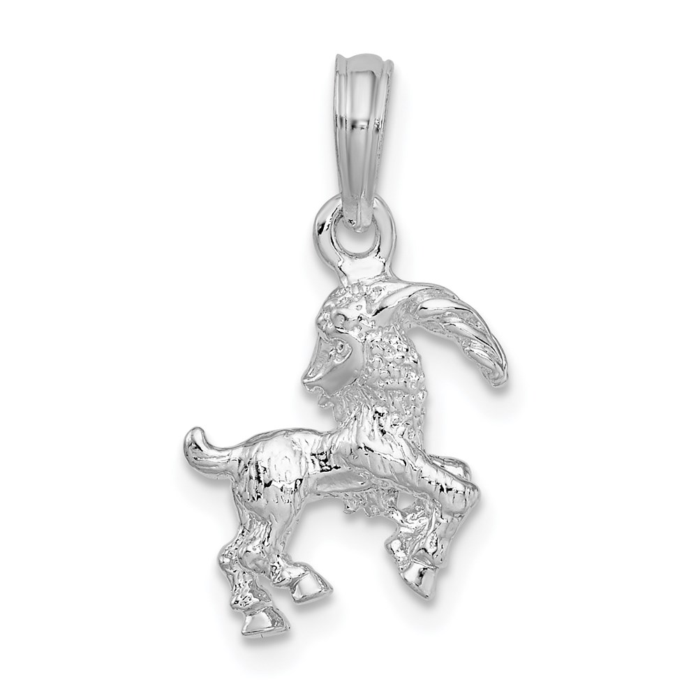 QC10984.jpg De-Ani Sterling Silver Rhodium-Plated Polished 3D Capricorn Zodiac Pendant - Image 1