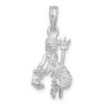 De-Ani Sterling Silver Rhodium-Plated Polished 3D Aquarius Zodiac Pendant - Image 4