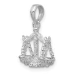 De-Ani Sterling Silver Rhodium-Plated Polished 3D Libra Zodiac Pendant - Image 5
