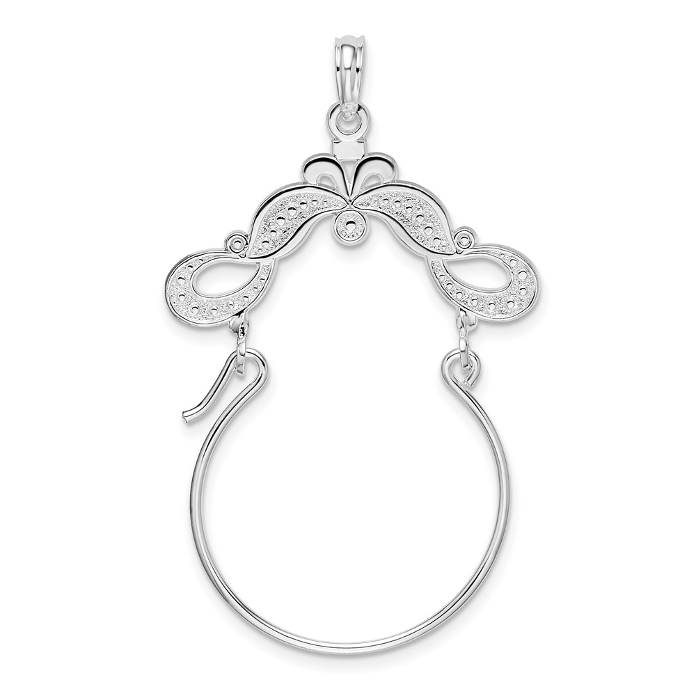 QC11006.jpg De-Ani Sterling Silver Rhodium-plated Polished Beaded Scroll Design Charm Holder - Image 1