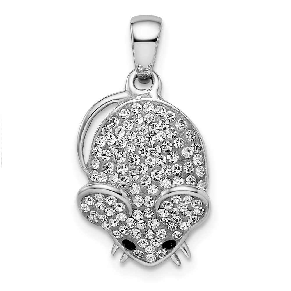 QC11018.jpg Sterling Silver Rhodium-plated Preciosa Crystal Mouse Pendant - Image 1