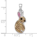 Sterling Silver Rhodium-plated Preciosa Crystal Rabbit Pendant - Image 3
