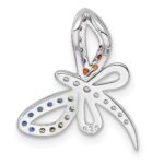 Sterling Silver Rhodium-plated Multicolor CZ Dragonfly Chain Slide - Image 4