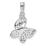 Sterling Silver Rhodium-plated CZ Butterfly Pendant - Image 4