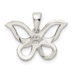 Sterling Silver Antiqued Polished Marcasite Butterfly Pendant - Image 4