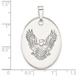 Sterling Silver Antiqued Polished Eagle Oval Pendant - Image 3