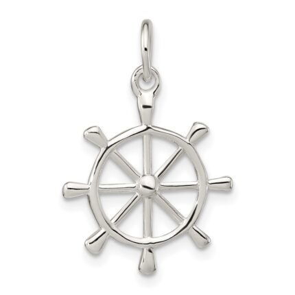 Sterling Silver Polished Ship's Wheel Pendant