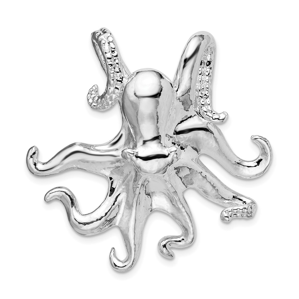 QC11089.jpg De-Ani Sterling Silver Rhodium-Plated Polished Octopus Slide - Image 1
