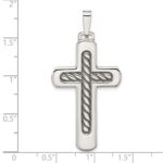 Sterling Silver Polished & Antiqued Textured Center Cross Pendant - Image 3