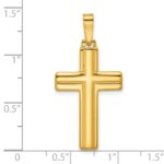 Sterling Silver Gold-tone Polished and Grooved Cross Pendant - Image 4