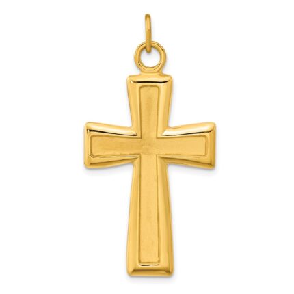 Sterling Silver Gold-plated Polished and Satin Cross Pendant