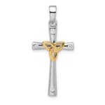 Sterling Silver RH-plated & Gold-plated CZ Cross with Celtic Cross Pendant