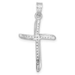 Sterling Silver Rhodium-plated Small CZ Wavy Cross Pendant - Image 4