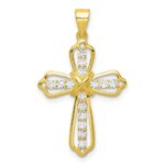 Sterling Silver Gold Tone CZ Cross Pendant