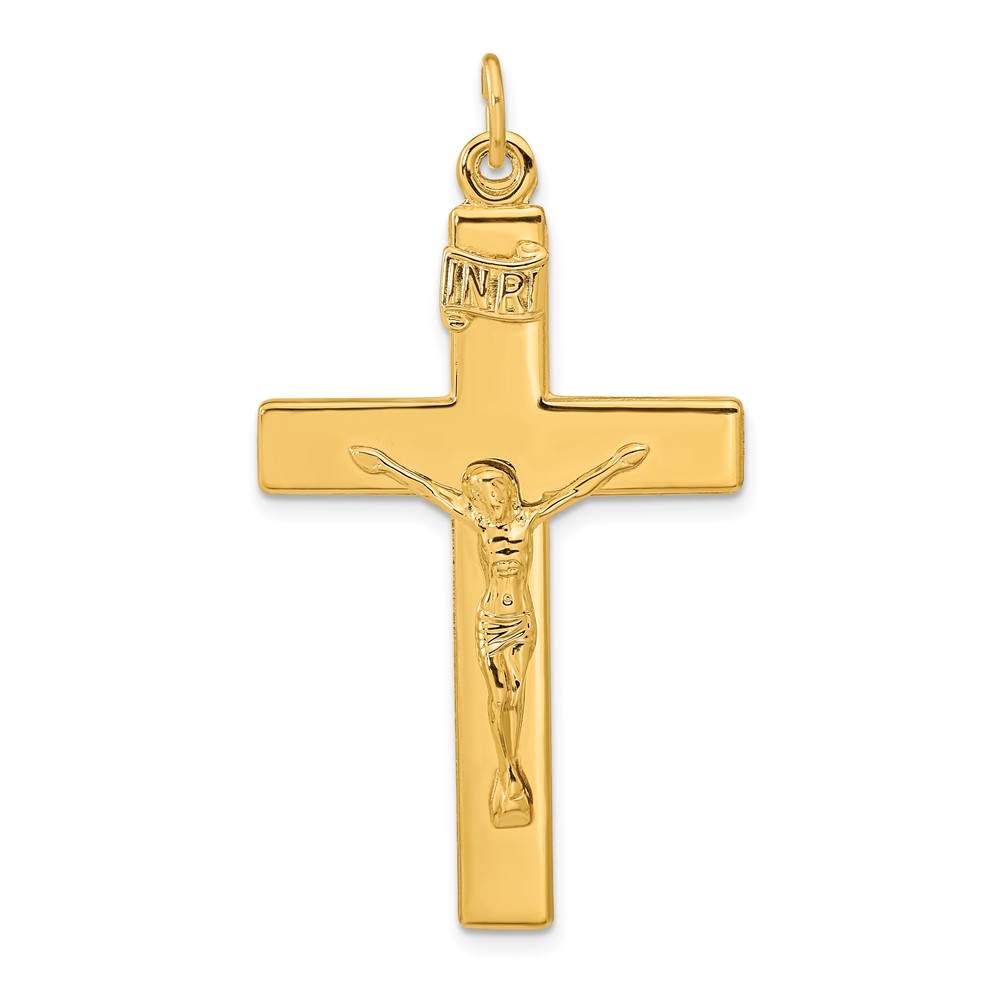 QC11168.jpg Sterling Silver Gold-plated Polished INRI Crucifix Cross Pendant - Image 1