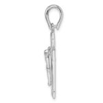 Sterling Silver Rhodium-plated Polished and Laser Crucifix Pendant - Image 2